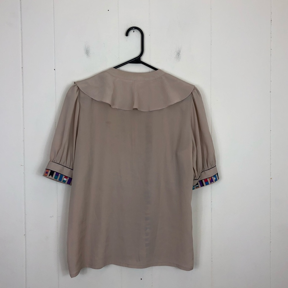 Vintage Ruffled Button Down Blouse Sz M - Picture 8 of 9